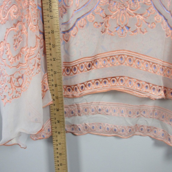 Hale Bob Tunic Top M Pink Silk Viscose Paisley Flowy Blouse Boho Beach Chic 100 - Picture 11 of 12